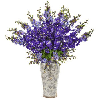 38 Delphinium Artificial Arrangement in Decorative Vase - SKU #1880-PP
