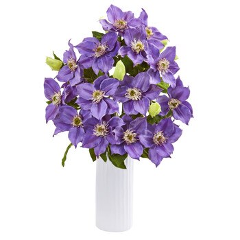 21 Anemone Artificial Arrangement in White Vase - SKU #1905