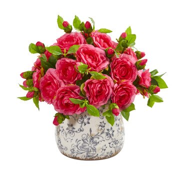 Camellia Artificial Arrangement in Decorative Vase - SKU #1906-PK