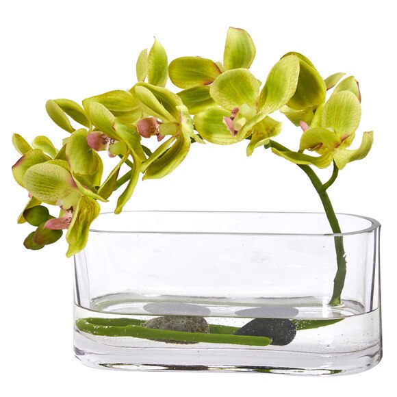 Phalaenopsis Orchid Artificial Arrangement in Glass Vase - SKU #1950 - 4
