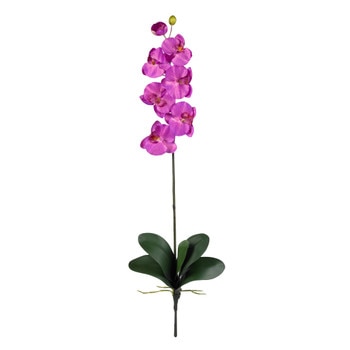 Phalaenopsis Silk Orchid Flower w/Leaves 6 Stems - SKU #2044