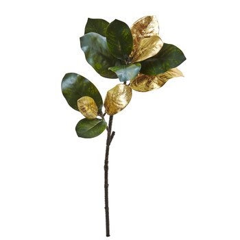 32 Golden Magnolia Leaf Artificial Stem Set of 3 - SKU #2226-S3