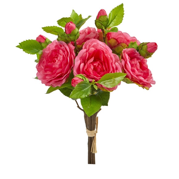 11 Camellia Artificial Flower Bouquet Set of 4 - SKU #2253-S4-PH