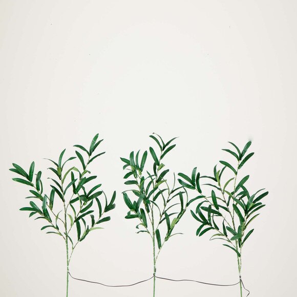 23 Lighted Artificial Olive Branch Stems with 30 Warm White LED Lights - Set of 3 - SKU #2472 - 4