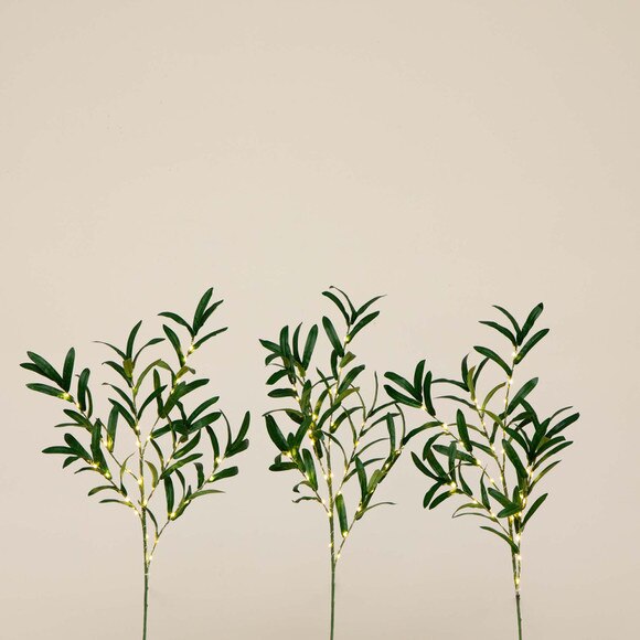 23 Lighted Artificial Olive Branch Stems with 30 Warm White LED Lights - Set of 3 - SKU #2472 - 5