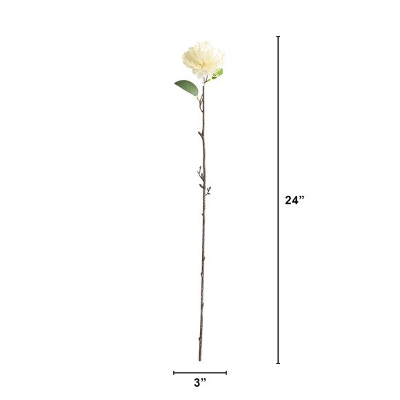 24-in Artificial Pincushion Protea Flower Stem - Set of 4 - SKU #2475-S4 - 1