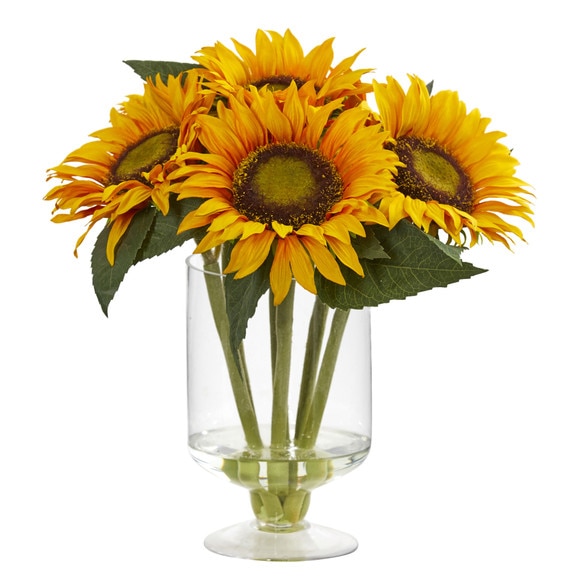 12 Sunflower Artificial Arrangement in Vase - SKU #4140