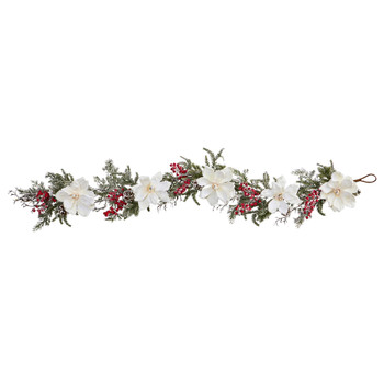 60 Frosted Magnolia Berry Artificial Garland - SKU #4187