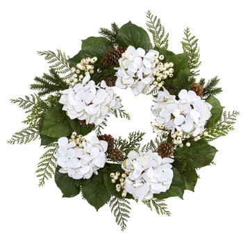 24 Gold Trimmed Hydrangea and Berry Wreath - SKU #4201