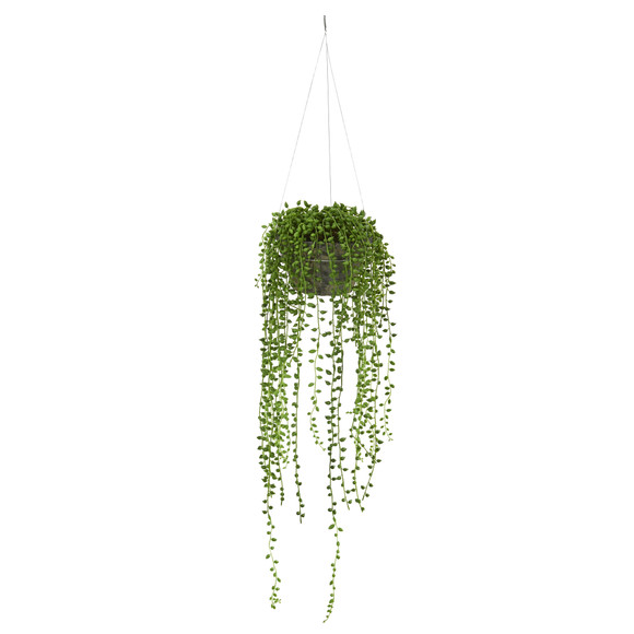 String of Pearl Artificial Plant Hanging Basket - SKU #4247
