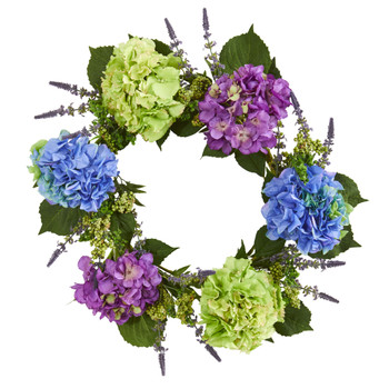 22 Hydrangea Artificial Wreath - SKU #4327