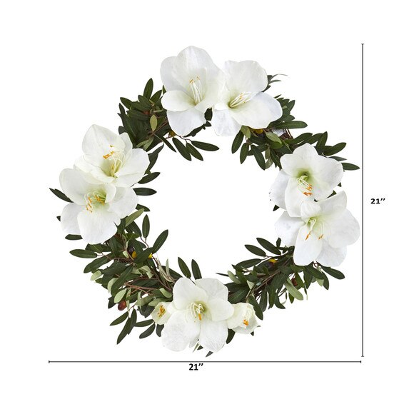 21 Olive with Amaryllis Artificial Wreath - SKU #4398 - 3