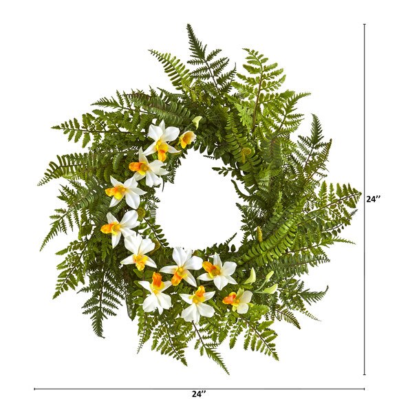 24 Mixed Fern and Dendrobium Orchid Artificial Wreath - SKU #4417 - 5