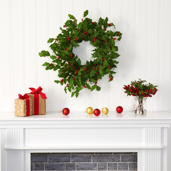 24 Holly Berry Artificial Wreath - SKU #4475 - 2