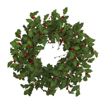 28 Holly Berry Artificial Wreath - SKU #4476