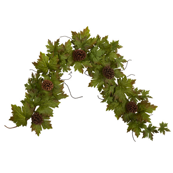 5 Fall Maple Leaf with Pine Cones Artificial Garland - SKU #4499