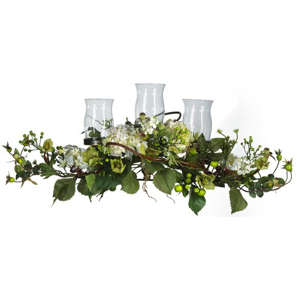 Hydrangea Triple Candelabrum Centerpiece - SKU #4634-CR