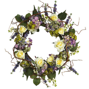 24 Hydrangea Rose Wreath - SKU #4673