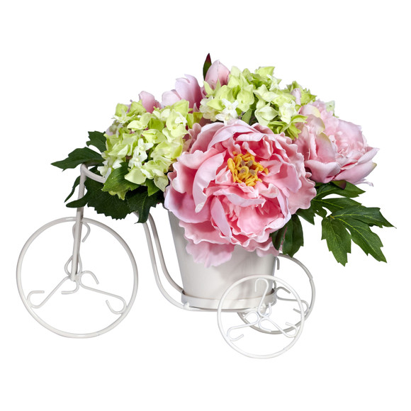 Peony Hydrangea Tricycle Silk Flower Arrangement - SKU #4807