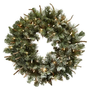 30 Lighted Frosted Pine Wreath - SKU #4861