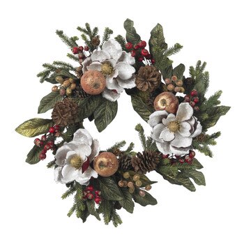 24 Magnolia Pinecone Berry Wreath - SKU #4923