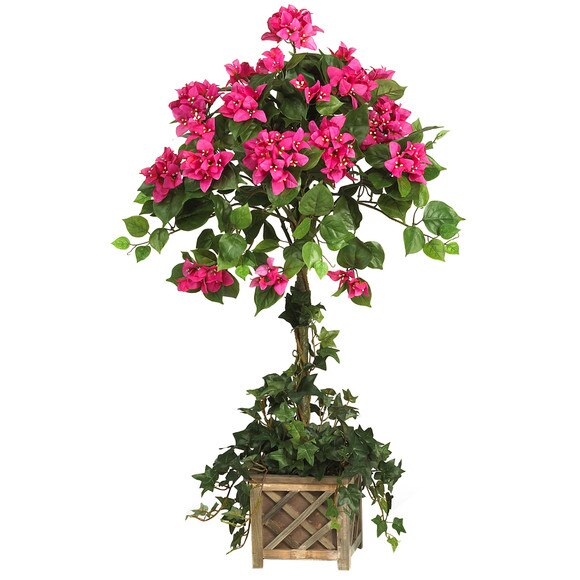 Bougainvillea Topiary w/Wood Box - SKU #5227
