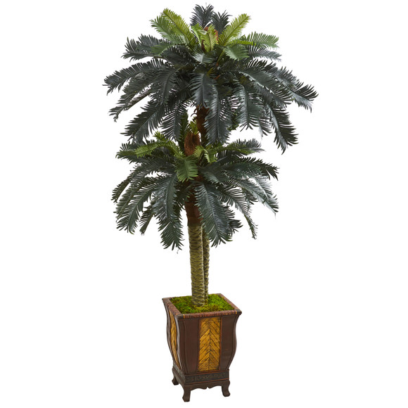 6 Double Sago Palm Artificial Tree in Designer Planter - SKU #5628