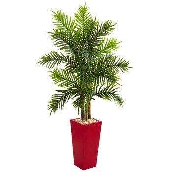 5.5 Areca Palm Artificial Tree in Red Planter Real Touch - SKU #5647