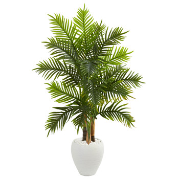 5 Areca Palm Artificial Tree in White Planter Real Touch - SKU #5649