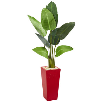 5 Travelers Artificial Palm Tree in Red Planter - SKU #5663