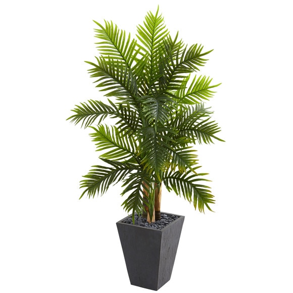 5 Areca Palm Artificial Tree in Slate Finished Planter Real Touch - SKU #5676