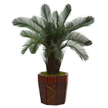 3 Cycas Artificial Tree in Bamboo Planter - SKU #5705
