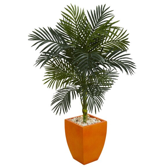 4.5 Golden Cane Palm Artificial Tree in Orange Planter - SKU #5756