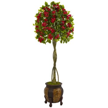 5.5 Bougainvillea Topiary Artificial Tree in Decorative Planter - SKU #5761