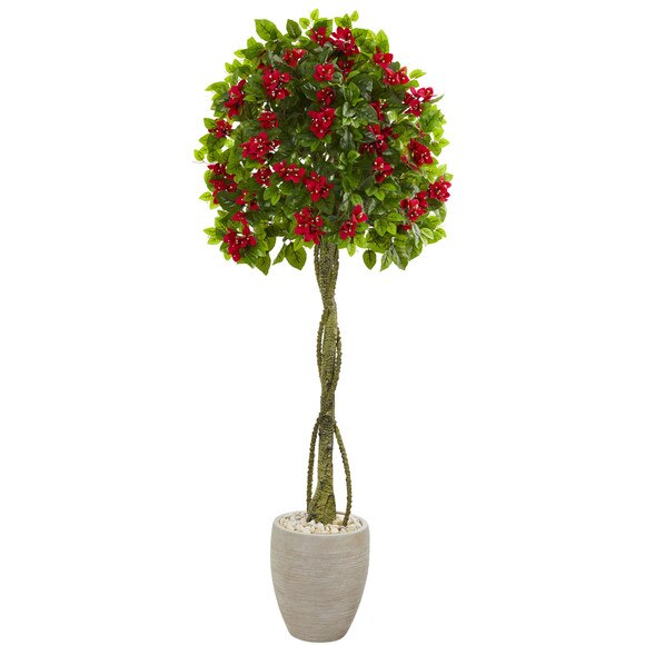 5.5 Bougainvillea Topiary Artificial Tree in Sand Colored Planter - SKU #5767