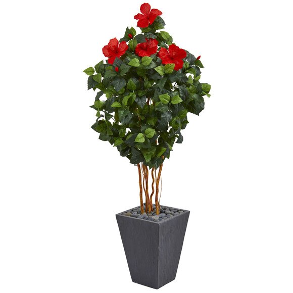 5 Hibiscus Artificial Tree in Slate Planter - SKU #5783