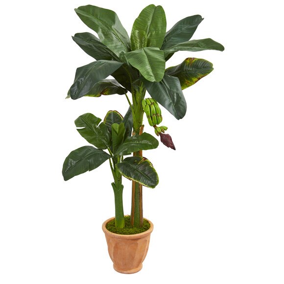 5 Double Stalk Banana Artificial Tree in Terracotta Planter - SKU #5791