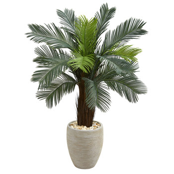 4.5 Cycas Artificial Tree in Oval Planter UV Resistant Indoor/Outdoor - SKU #5793