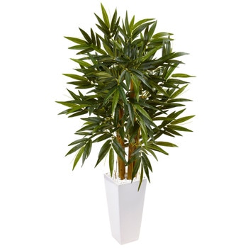 4 Bamboo Tree in White Tower Planter - SKU #5815