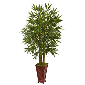 5.5 Bamboo Tree in Decorative Wood Planter - SKU #5822