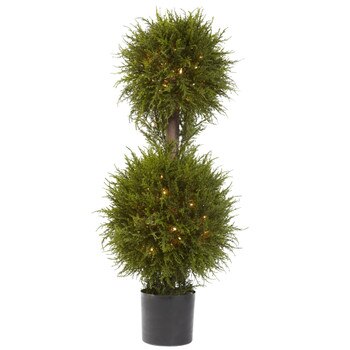 40 Cedar Double Ball Topiary w/Lights - SKU #5916