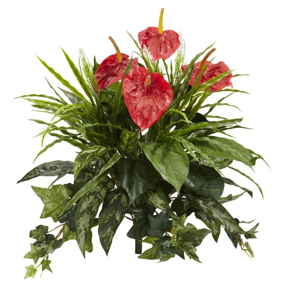 24 Mixed Anthurium Artificial Plant Set of 2 - SKU #6072-S2