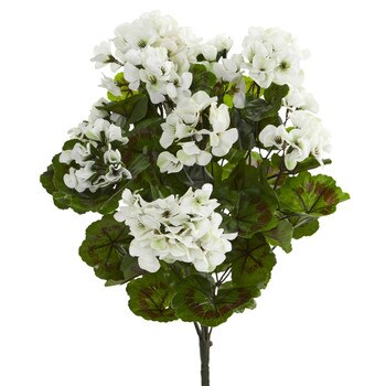 Geranium Artificial Bush UV Resistant Set of 3 - SKU #6131-S3-WH