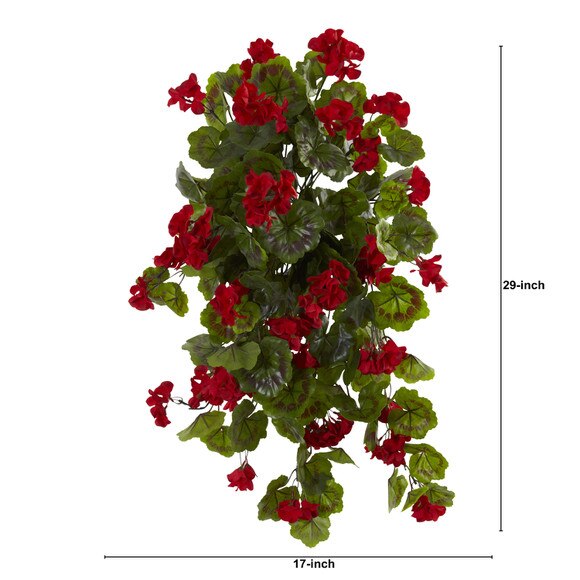 29 UV Resistant Geranium Artificial Hanging Plant Indoor/Outdoor - Set of 2 - SKU #6133-S2 - 1