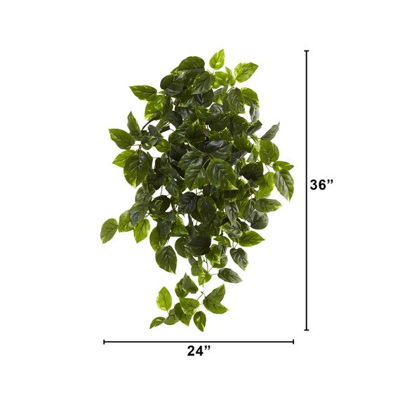 36 UV Resistant Artificial Pothos Hanging Plant Indoor/Outdoor - Set of 2 - SKU #6135-S2 - 1
