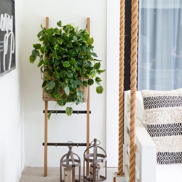 36 UV Resistant Artificial Pothos Hanging Plant Indoor/Outdoor - Set of 2 - SKU #6135-S2 - 4