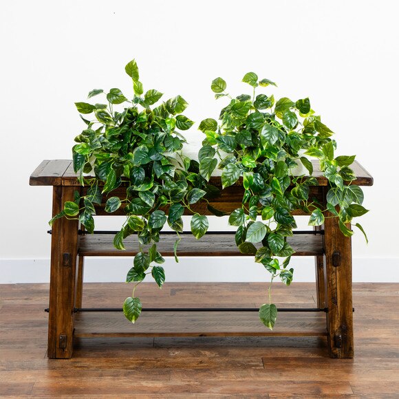 36 UV Resistant Artificial Pothos Hanging Plant Indoor/Outdoor - Set of 2 - SKU #6135-S2 - 5