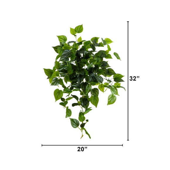 32 UV Resistant Artificial Philo Hanging Plant Indoor/Outdoor - Set of 2 - SKU #6136-S2 - 1