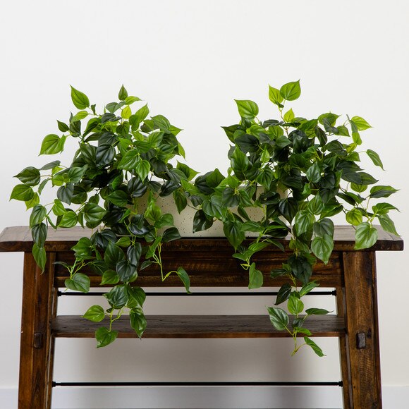 32 UV Resistant Artificial Philo Hanging Plant Indoor/Outdoor - Set of 2 - SKU #6136-S2 - 7