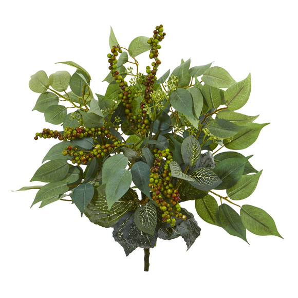 14 Mixed Ficus Fittonia and Berries Bush Artificial Plant Set of 6 - SKU #6215-S6